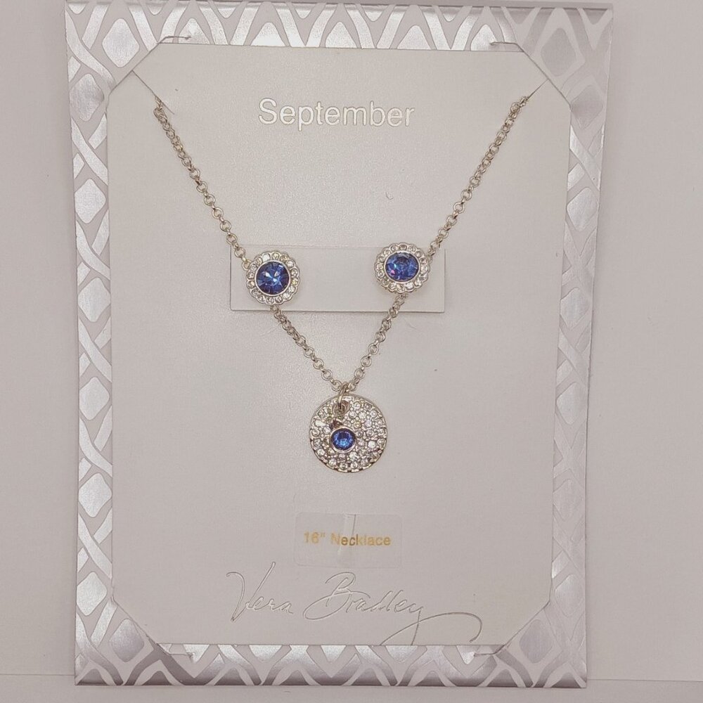 Vera Bradley Sapphire Birthstone Jewelry Set - Necklace Earrings